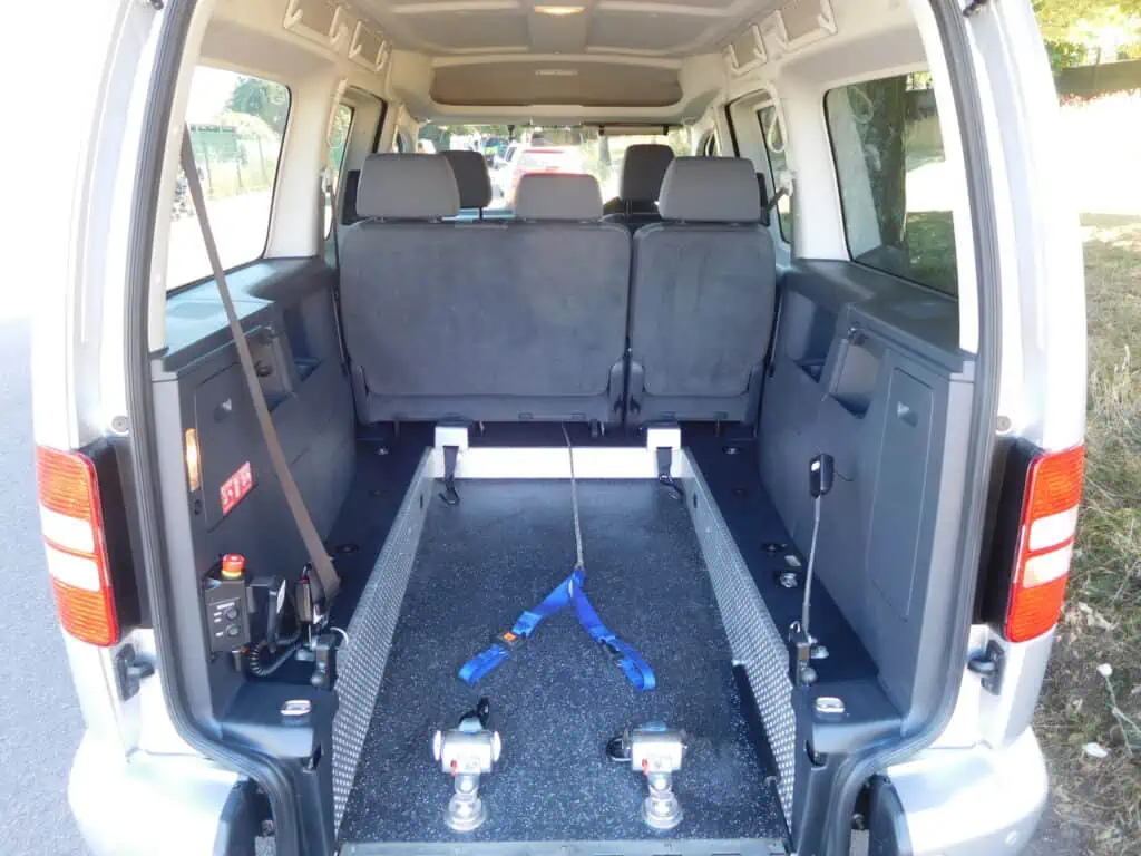 VW Caddy WAV conversion showing wheelchair space